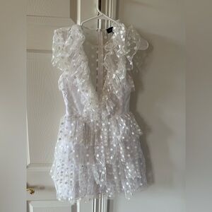 Majorelle White Ruffled Polka Dot Dress
